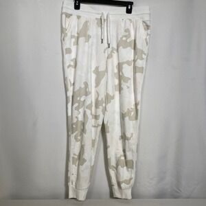 Tek Gear Ultrasoft Camo Cream Tan Mid Rise Fleece Joggers Women's LARGE NWT